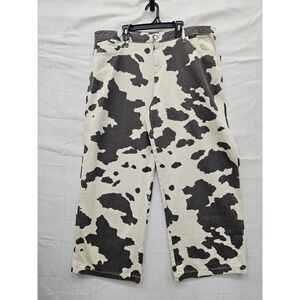 wild fable Black and White Cow Print Wide Leg Jeans